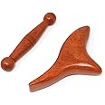 Honbay 2PCS Reflexology Tools Wood Body Massage Tools Triangle Massager Wooden Gua Sha Board Scraping Board Foot Massage Stick Tool Head Neck Hand Waist Calf Leg Foot Massager (Rosewood)