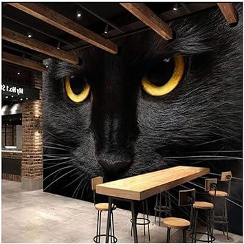 Gwrdnjpjc Papel Tapiz Fotografico Gato Negro Pupila Dorada Mural