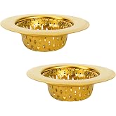 Snailhouse Bathroom Sink Strainers, 2 Pack 2.17 Inches Stainless Steel Small Mesh Utility Sink Drain Stopper Basket Cover Plug Screen, Gold