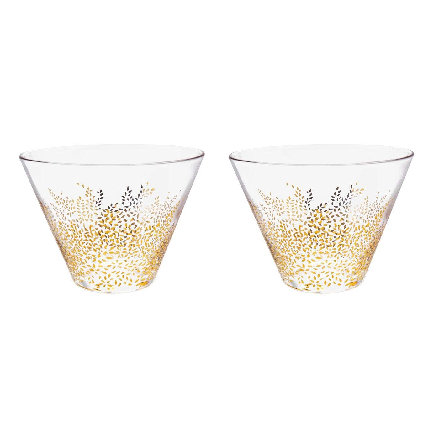 Sara Miller London Portmeirion Chelsea Collection Glass Bowls Boxed Set of 2, Gold