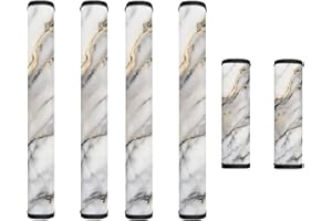 Garucesta Fridge Door Handle Covers Set of 6 Washable Kitchen Appliance Handle Protectors for Fridge Microwave Stove Dishwasher Refrigerator Accessories, Marble White Gray