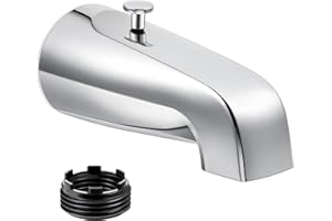Enhon Tub Spout with Rear Diverter, Bathtub Spout Fitting 1/2-Inch or 3/4-Inch IPS, 5-1/4 Inch Length Bathroom Bathtub Faucet with Adapter, Chrome Finish