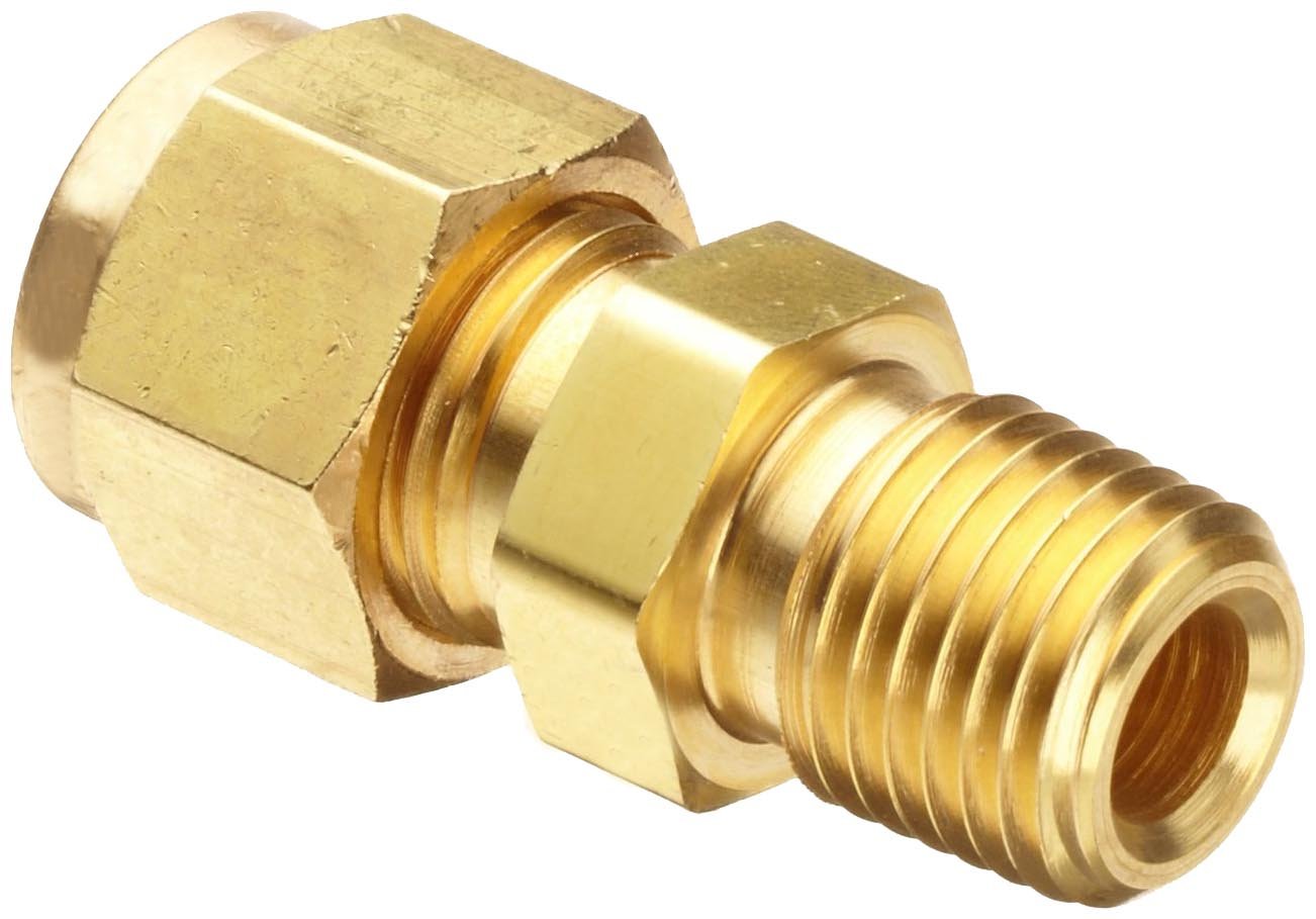 Parker CPI 44 FBZB Brass Compression Tube Fitting, Adapter, 1/4 Tube