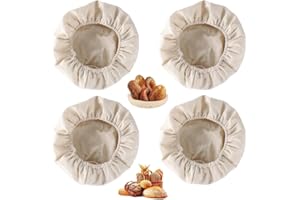 4 Pcs 10 Inch Bread Proofing Basket Cloth Liner,Reusable Linen Cloth Covers for Sourdough Baking,Sourdough Baking Supplies Li