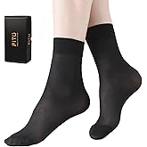 FITU Women's 10-24 Pairs (in Gift Box) Ankle High Sheer Nylon Socks Soft Tight Hosiery with Reinforced Toe