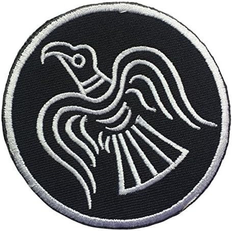 SpaceAuto Viking Raven Banner Flag Military Tatical Morale Badge Hook &amp; Loop Fastener Patch 3.15" - White