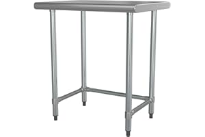 KROLLEN INDUSTRIAL 24" x 30" 18-Gauge 430 Stainless Steel Open Base Work Table for Commercial Kitchen, Restaurant, Cafe