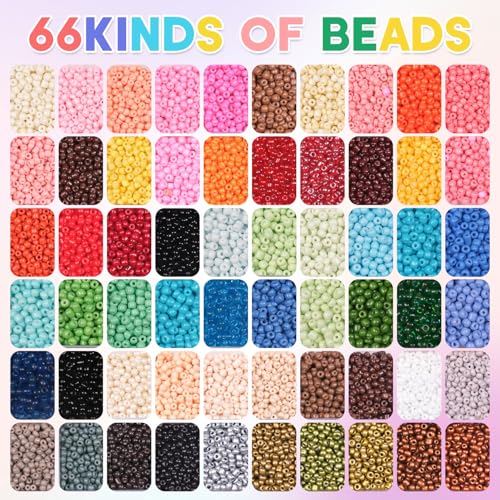 JHWELRG 36500 Pieces 72 Colour Colourful Beads for Bracelets 3 mm Beads Set, DIY Necklaces, Jewellery Making Set with Letter Beads for Threading, Gift Idea for Christmas, Birthday, Parties