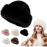 Faux Fur Bucket Hat, Womens Winter Plush Fuzzy Furry Hats Thickened Warm Snow Hat for Girls Women Ladies Cold Weather