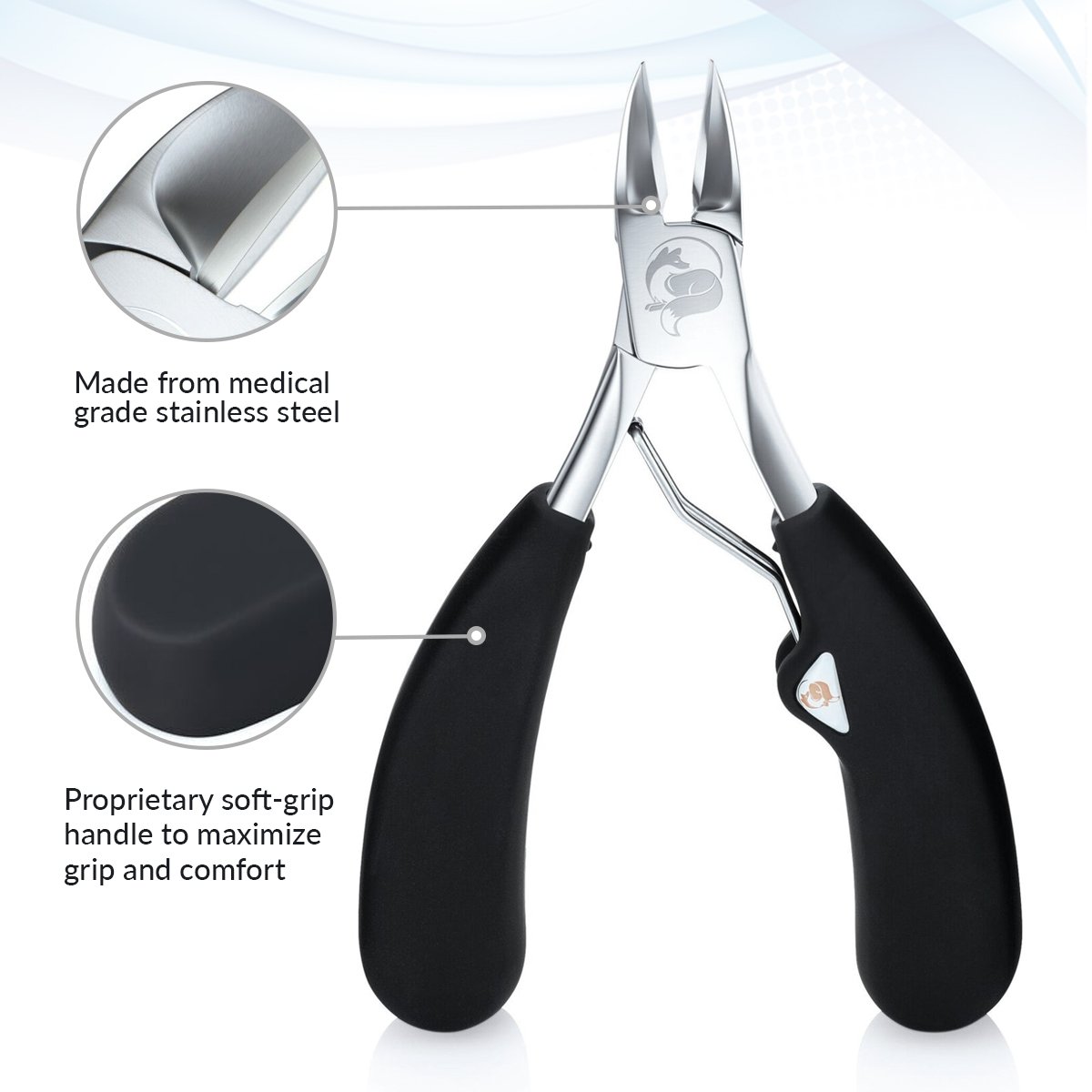 The Original Soft Grip Toenail Clippers by Fox Medical - Surgical Grade Stainless Steel Nail Nippers: Beauty