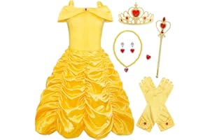 Jurebecia Belle Costume Layered Girls Princess Dress Birthday Christmas Cosplay Outfit Size 6