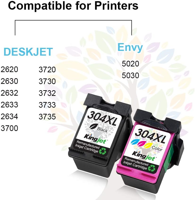 304XL Printer Ink 304 XL Ink Cartridges Combo Pack, Replacement for HP 304 Ink Cartridges Black and Colour - Image 4