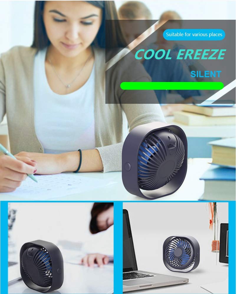 2020 New 360° Fan Cooler USB Mini Air Fan Portable 3 Speed Super Mute Cooling for Office Desktop Fans Car Home Travel USB Gadget(Blue)