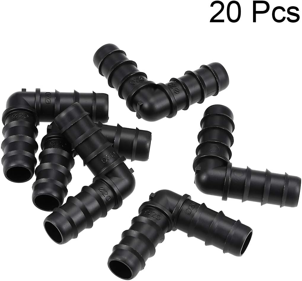 sourcing map Barb Drip Pipe Connector 20PE Hose Fitting 90 Degree Angle for Garden Agricultural Irrigation System Plastic 20pcs - Image 3