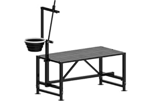 400 LBs Goat Stand with Feed Bin, Goat Milking Stand for Sheep Trimming and Milking, Hoof Trimming Stand Adjustable Size, wit