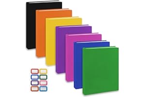 KICNIC Colored Book Covers 7 Pack, 6x9 Inch Stretchable Book Sox Suitable for Most Hardcover Books, Up to 8.5 Inch x 9.5 Inch, Washable, Reusable Textbook Covers with Label Sticker