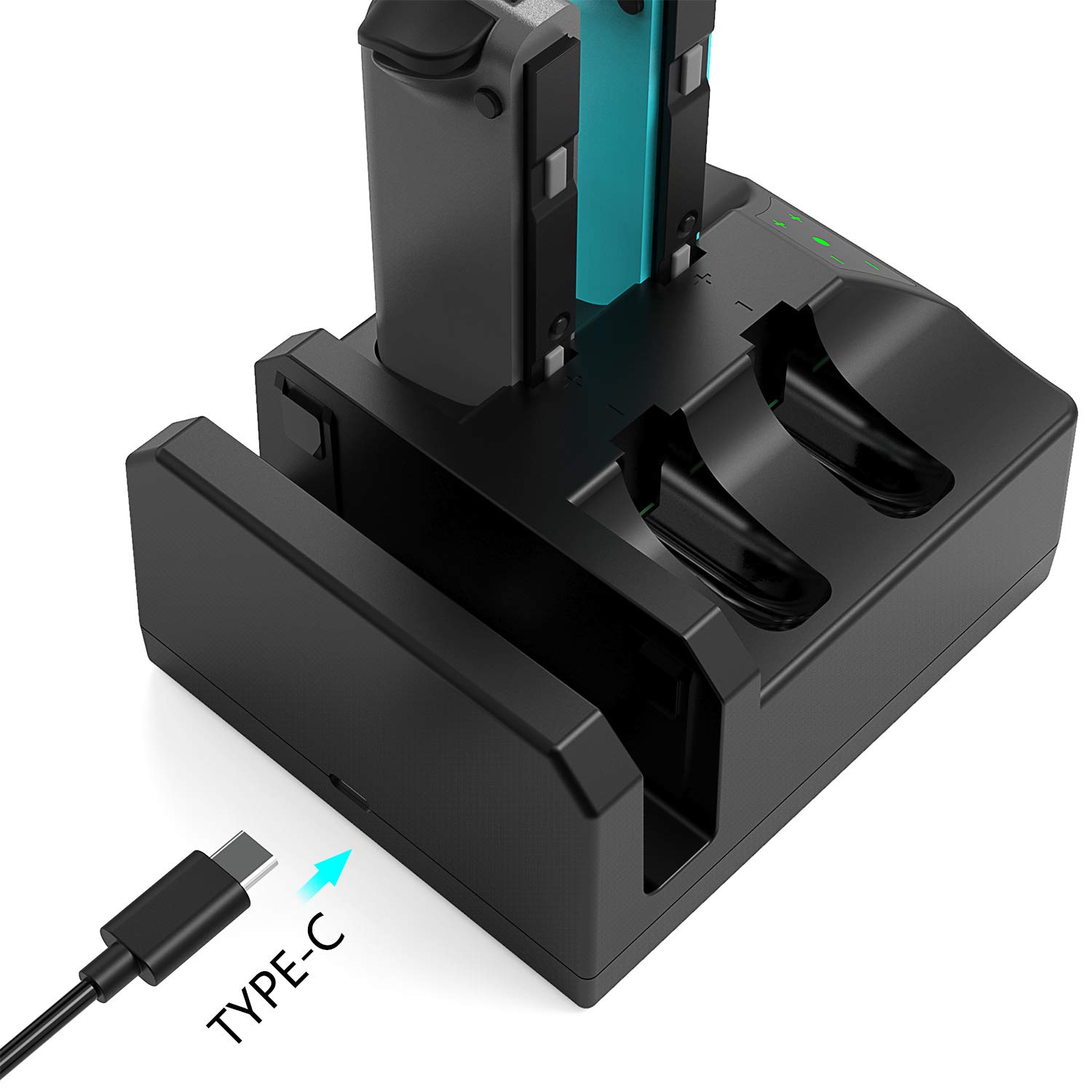 YCCSKY Joy-Con Charging Dock for Nintendo Switch, 5 in 1 Fast Charger Dock Stand Station with AC Adapter and LED Indication for Nintendo Switch - 5FT Type C Cable Included