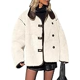 Tankaneo Womens Faux Fur Jackets Warm Winter Casual Button Down Stand Collar Long Sleeve Shaggy Outwear Coats