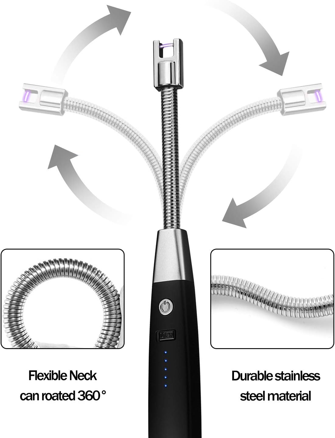 VEHHE Candle Lighter, Electric Rechargeable USB Lighter with LED