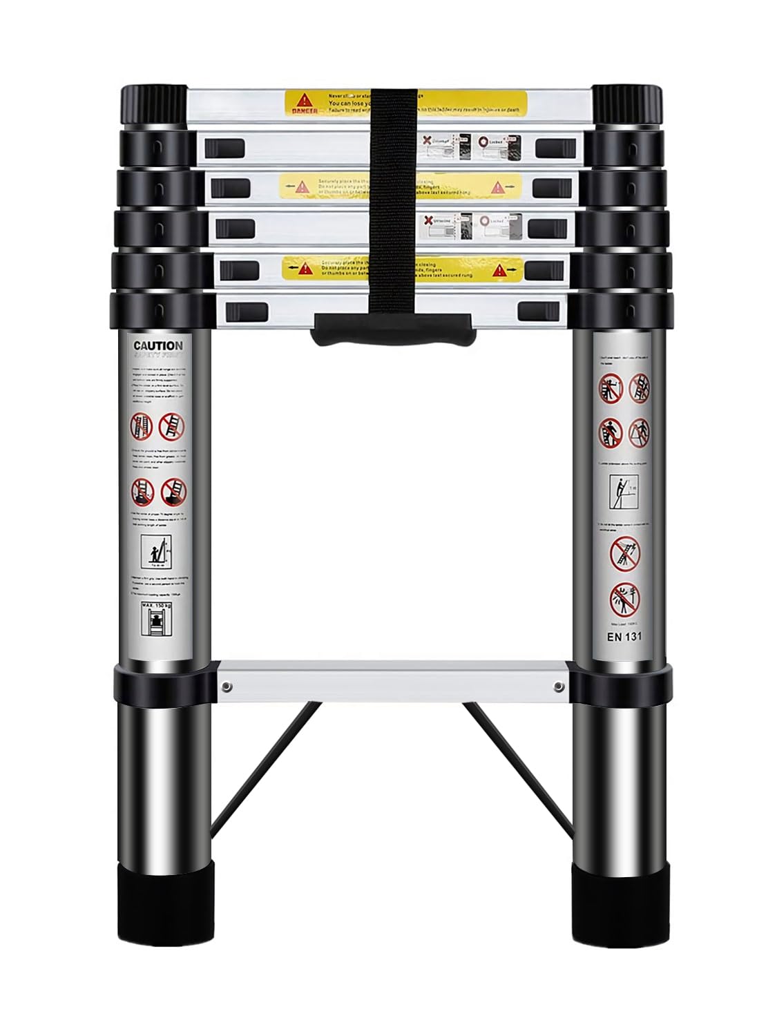 Nestling Telescopic Ladder 2m, Ladder Extendable Stainless Steel, Multi Purpose Ladder Portable, Adjustable Height, for Decorating, Painting, Garden, Wei: 6kg