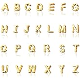 Leuaydo 26Pcs 18K Gold Filled A-Z Alphabet Letters Charms for Jewelry Making, Initial A-Z Alphabet Charm Pendant Beads, Slide Glitter Pendants for Women DIY Bracelet Necklace Earrings Choker Making