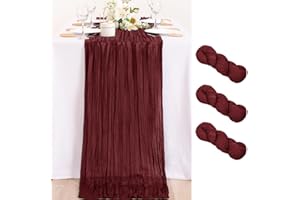 MLMC 3 Pack Burgundy Red Table Runner 10ft Rustic Gauze Wine Red Cheese Cloth Table Runner Cheesecloth Centerpiece for Wedding Bridal Shower Anniversary Events Christmas Valentine's Day Decor