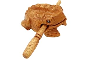 Wood Frog Decompression Tool Home Office Percussion Art Figurines Wooden Block Figurine Percussion Musical Instrument with St