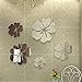 DIY 5 Silver Acrylic Flower Mirror Effect 3d Wall Stickers For Home & Bathroom Decor