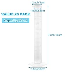AKOLAFE 20 Pack 50 ml Graduated Cylinder Set