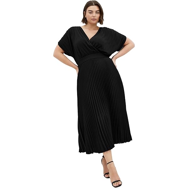 fitted lace wedding dress City Chic Plus Size Maxi Pleated Ombre FF at Amazon Women's Clothing store