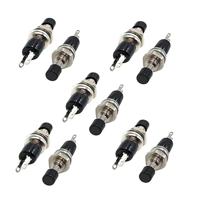 10 Pcs Black Cap SPST Momentary Mini Push Button Switch (Normally Open)