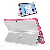 SSS·GRGB Case Fit 12.3" Microsoft Surface Pro 7 Plus/7/6/5/4/LTE, Protective Rugged Cover Case, with Stylus Pen Holder, Compatible with Type Cover Keyboard,Transparently&Red