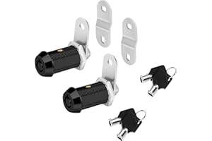 SISSINDA Cam Locks RV Storage Locks Keyed Alike, 1-1/8” Fits on 7/8” Max Door Thickness, RV Compartment Locks for Camper Trailer Cabinet Locks with Keys (Black 1-1/8 Inch 2Pack)