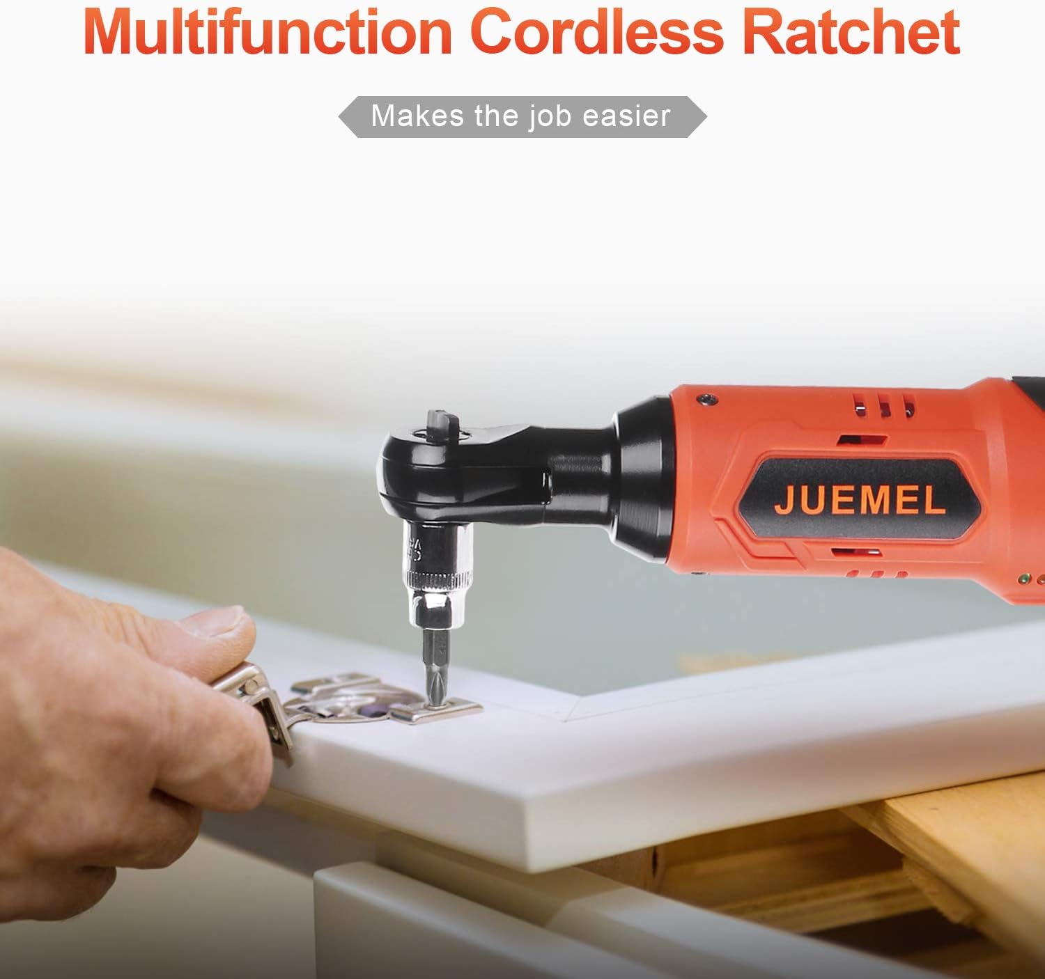 16.8V Cordless Electric Wrench Kit, JUEMEL Power Ratchet Wrench 3/8" 46 N·m 400 RPM With 2-Pack 2.0Ah Li-Ion Batteries, Fast Charger, 7 Sockets, 2 Screwdrivers and 1/4" Adapter: Home Improvement