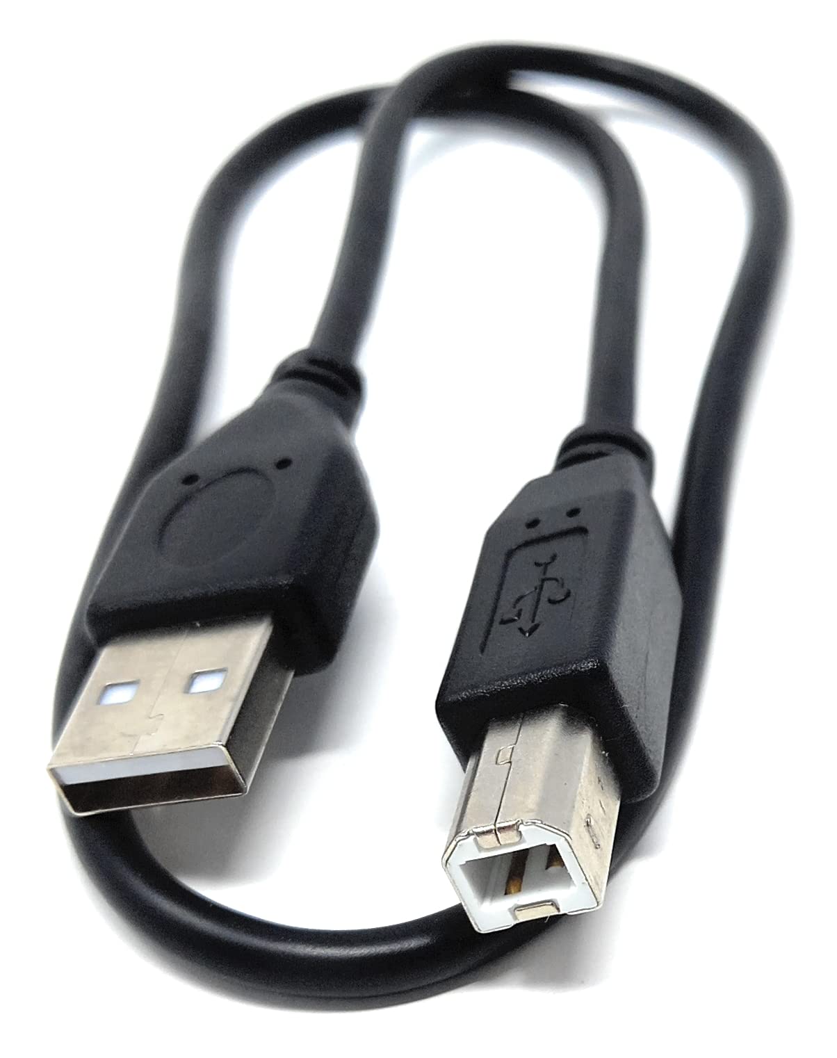 DRUT 50cm short USB A to B 2.0 24AWG High Speed Cable Lead for Printer, Scanner, Music Instrument 1.6ft Black Nickel Connectors