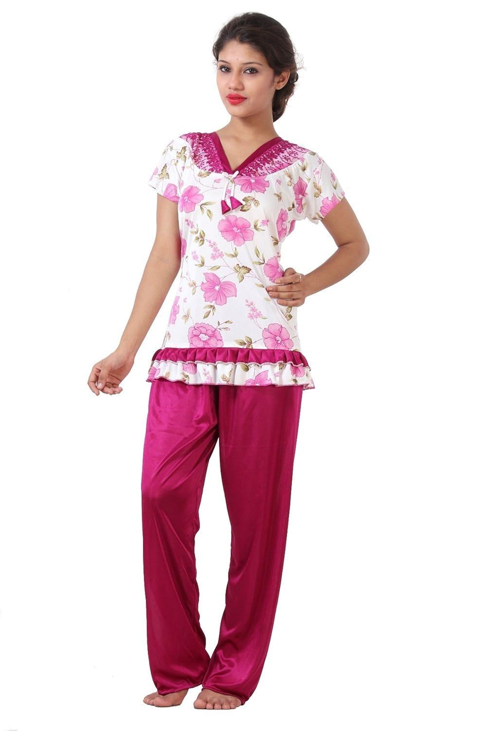 fashigo women's solid top & pyjama set (free size)