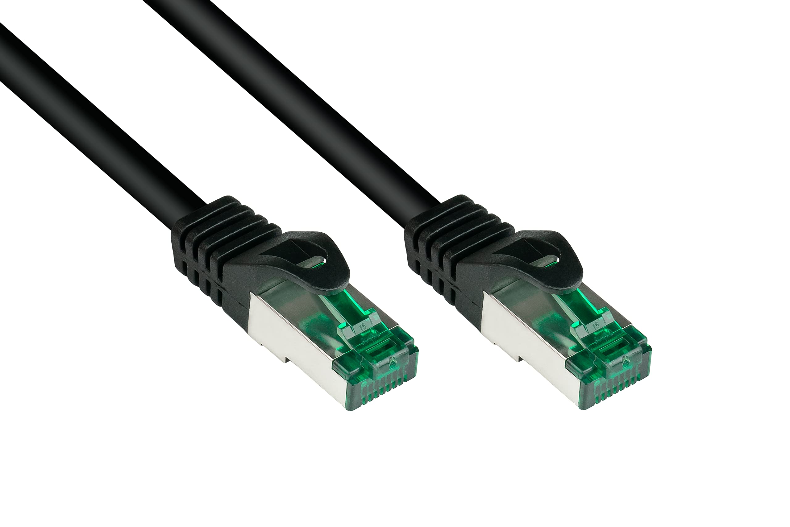 Good Connections® Premium Outdoor Patch Cable 25 m IP66 with Latch Protection 10 GIGABIT Copper Conductor/CU S/FTP PiMF 500 MHz for Outdoor Use, UV and Water Resistant Black