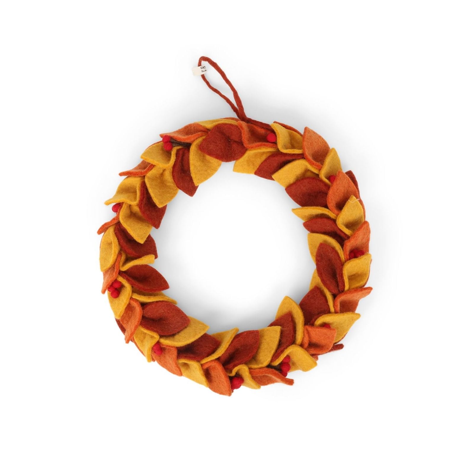 Én Gry & Sif Autumn Door Wreath, Handmade & Fair Trade Felt Wreath, Scandinavian Decoration, Door Wreath in Bright Autumn Colours, Diameter 31 cm