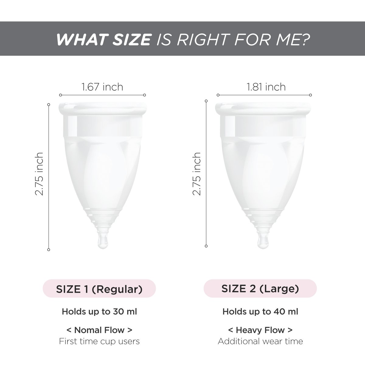 Hesta Menstrual Cup with Silicone Case, FDA Registered Feminine Hygiene Cup, 2 Different Sizes, Regular