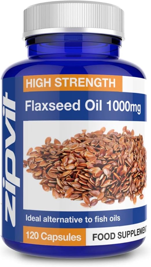 Flaxseed Oil Capsules 1000mg, 120 Softgels. Up to 4 Months Supply