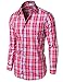 Tonyclo Men's Stylish Plaid Checkered Long Sleeve Dress Shirts