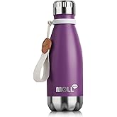 Mollcity Kids Water Bottle-9 oz Small Water Bottle for School Stainless Steel Vacuum Insulated Leak Proof Cola Shape Mini Water Bottle for Boys Girls(Dark Purple)