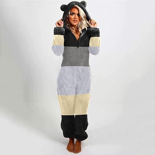 Aniywn Adult Onesie Pajamas for Women with Hood Comfy Sherpa