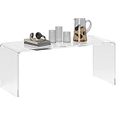 HOMCOM 0.6" Thick Acrylic Coffee Table, 39.25" Long Rectangle Waterfall Coffee Table, Clear
