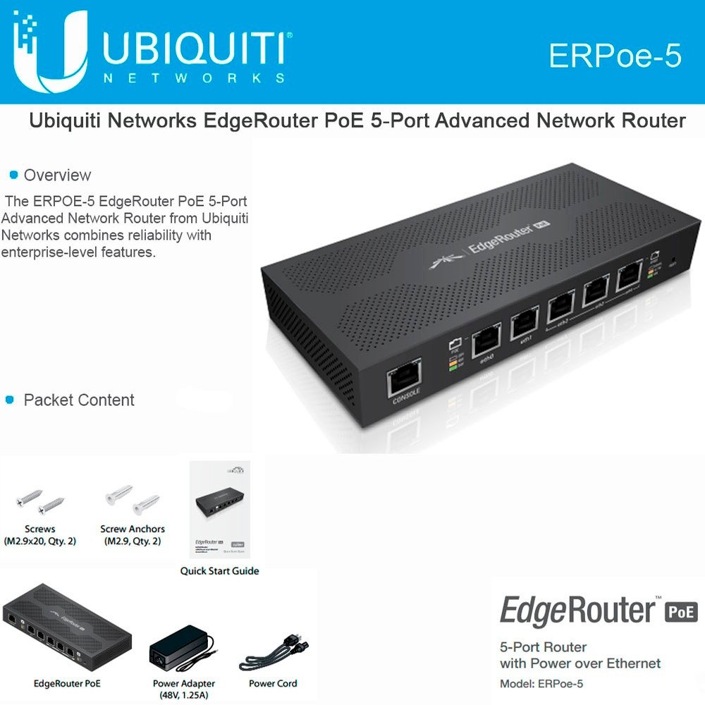Ubiquiti ERPoe5 EdgeRouter PoE 48V 5 Gigabit ports 5×10/100/1000