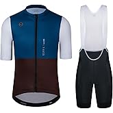 Men's Cycling Jersey Set Cycling Kit Bicycle Jersey Rear Zipper Pocket Bike Bib Shorts with Pockets Race Fit High Density Pad