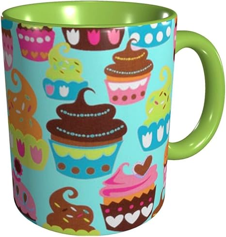 Amazon Co Jp ターコイズ甘いお菓子カップケーキの圧縮 コーヒーカップ マグ おしゃれ マグカップ 人気 水筒 創意 シェラカップ 高温耐性 カップ ミルクカップ ドリンクカップ ジュースカップ 陶器製 大容量 330ml ホーム キッチン