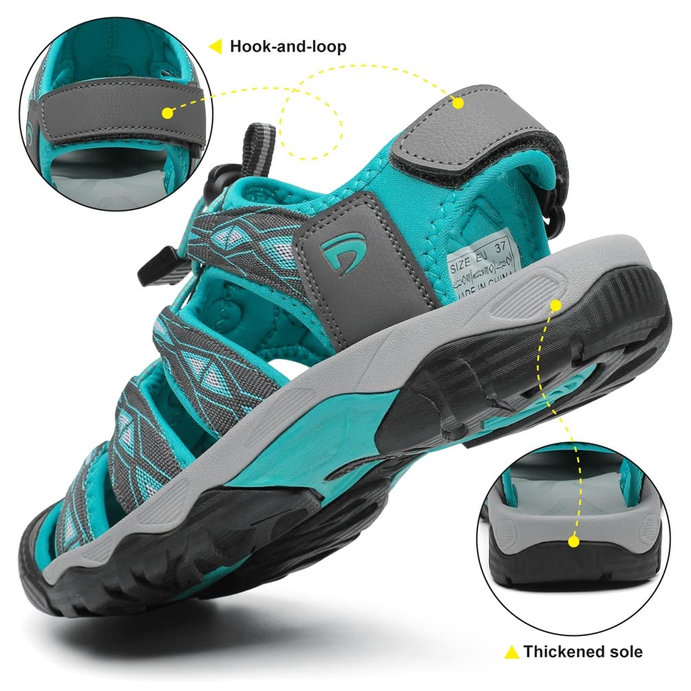 Dannto Women's Sport Hiking Sandals Closed Toe Outdoor Athletic Walking Sandal Lightweight Summer Water Shoes