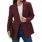 Ystguic Women's Long Sleeve Notch Lapel Work Suit Blazers Open Front Causal Jacket Outwear with Pockets