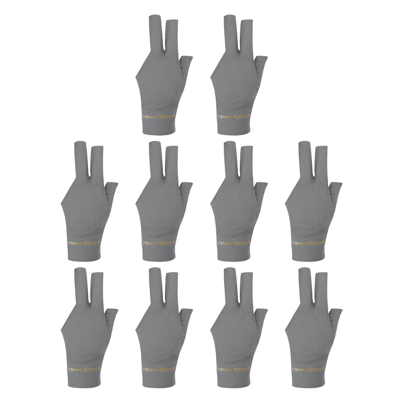 PATIKIL 10pcs 3 Finger Pool Glove Left Hand Billiard Gloves Pool Cue 10pcs Accessories Grey